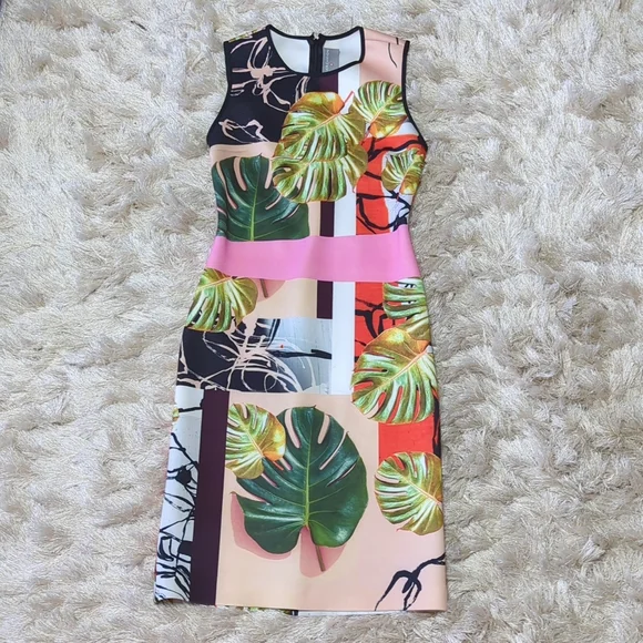 Clover Canyon Pink Green Falling Leaves Dress S - Picture 6 of 14